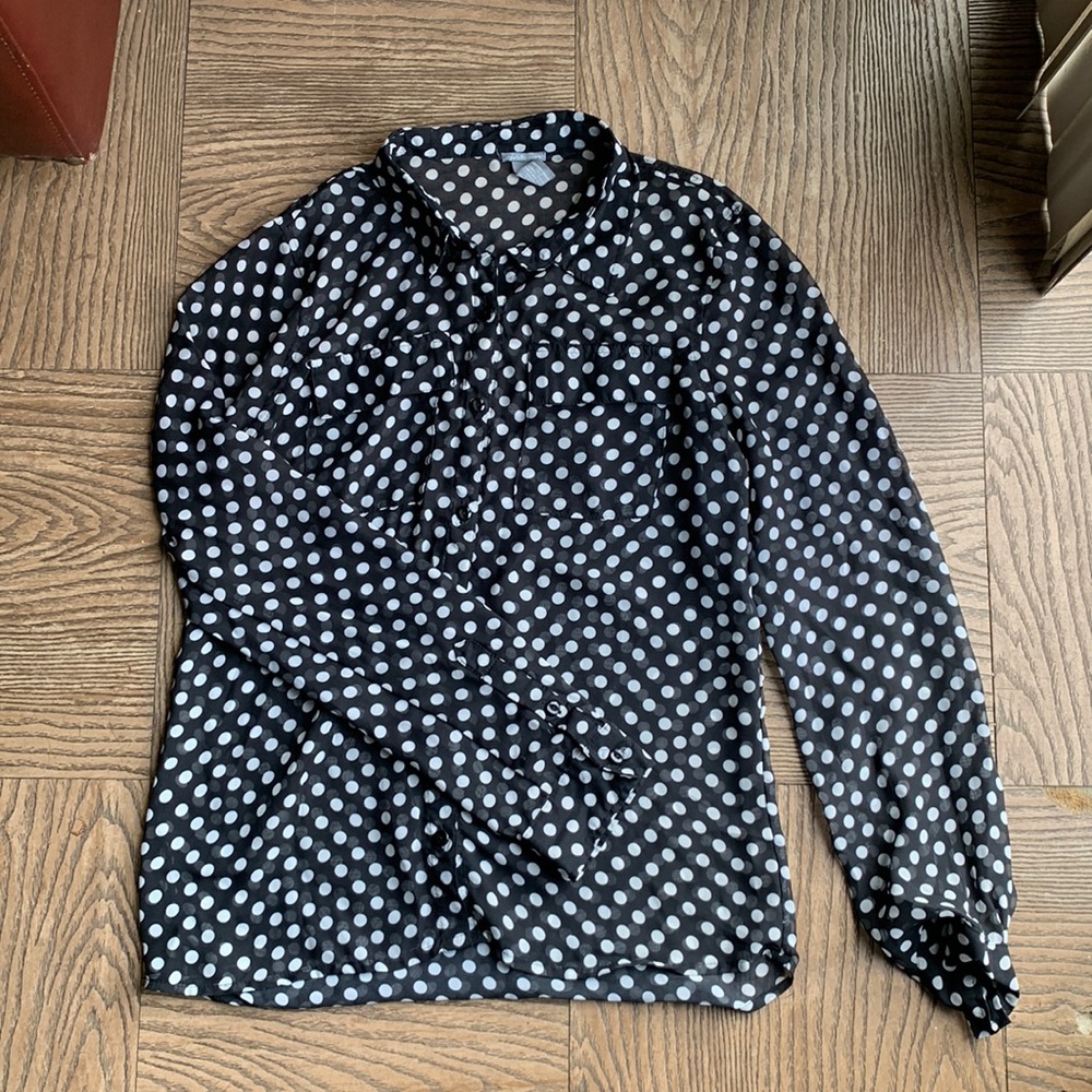 NWOT Black White Polka Dot Blouse